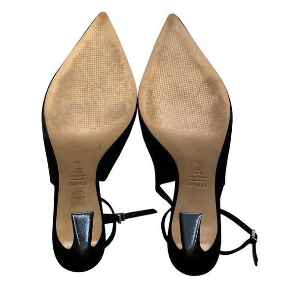 Schutz Womens Black Suede Pointed-Toe Ankle Strap Heels Size 8.5 - Picture 9 of 10